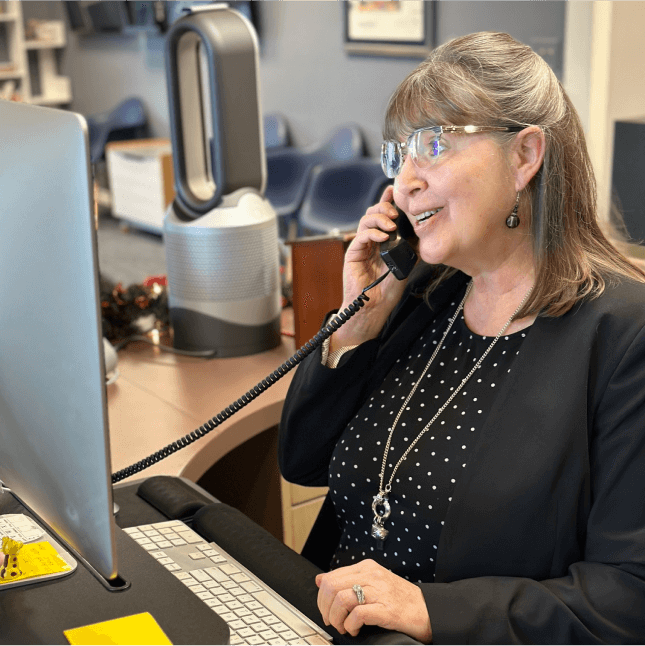 Team member taking phone call